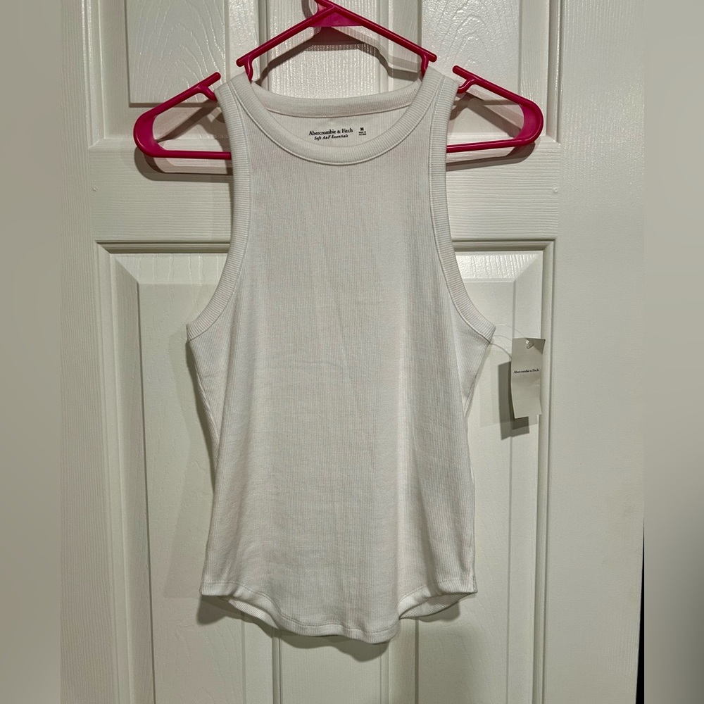 Abercrombie & Fitch soft A&F essentials white ribbed tank top
